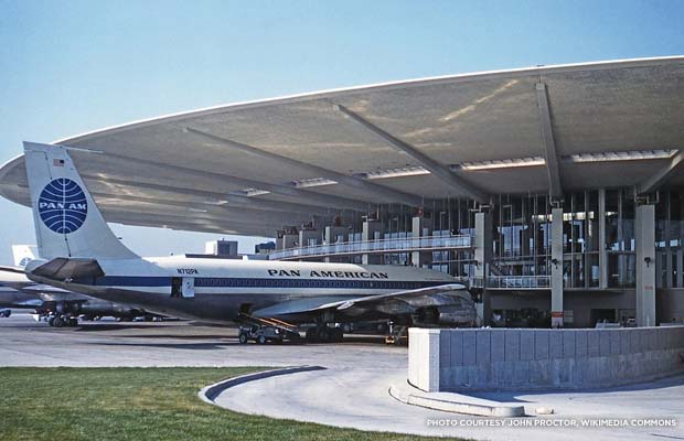 A Boeing 707-100 aircraft sits at the Worldport in 1961. Credit: John Proctor, Wikimedia Commons